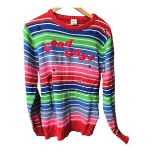CHUCKY Sweater Rainbow Universal City Large Costume Good Guys Medium